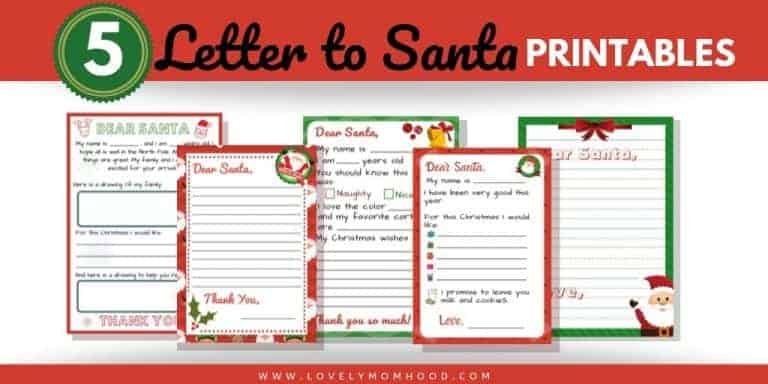 5 Letter for Santa Template Printable, PDF Download