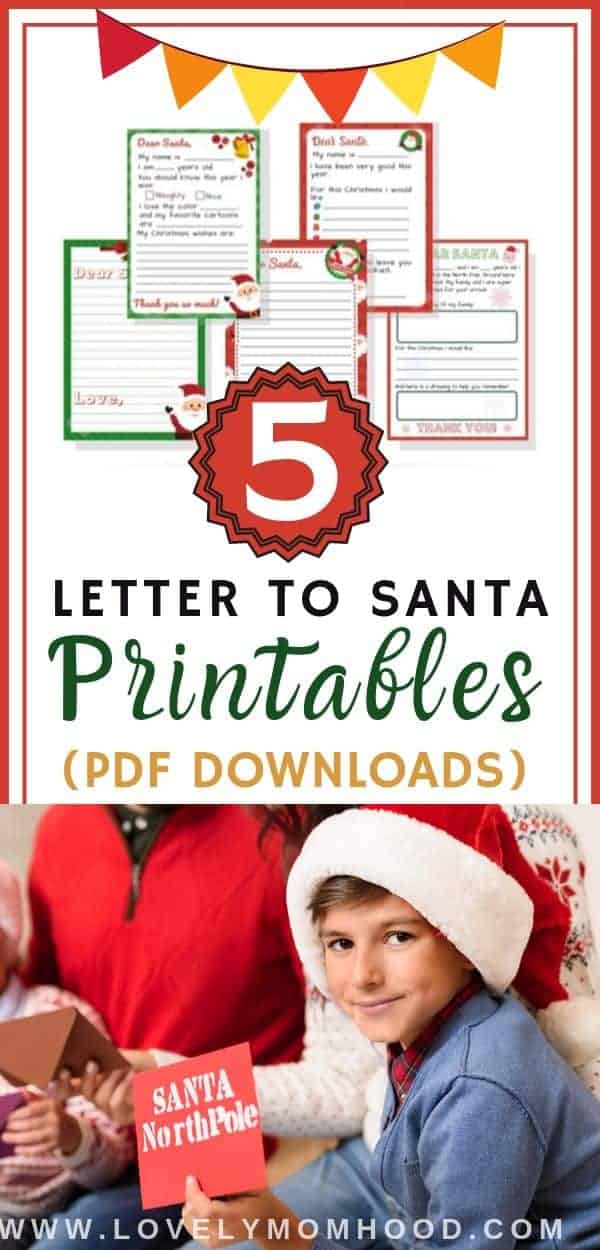 5 Letter to Santa Template Printables (Downloadable PDF)