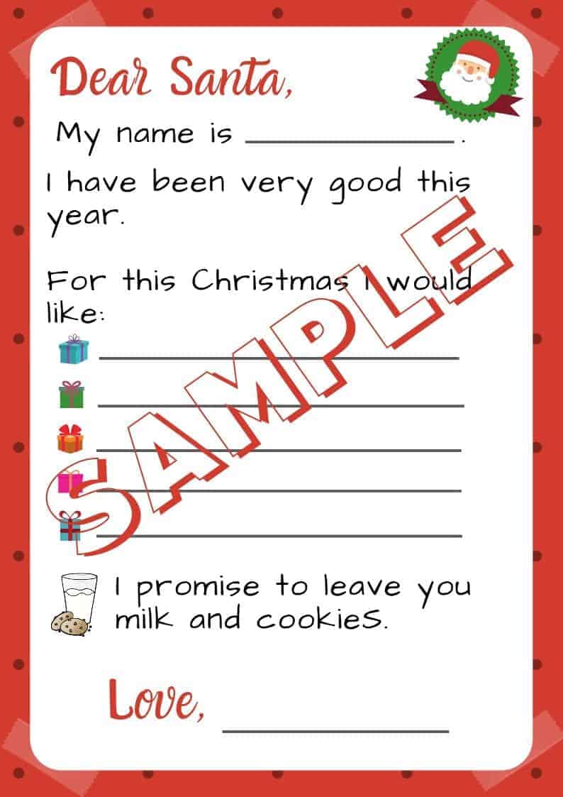 5 Letter to Santa Template Printables (Downloadable PDF)