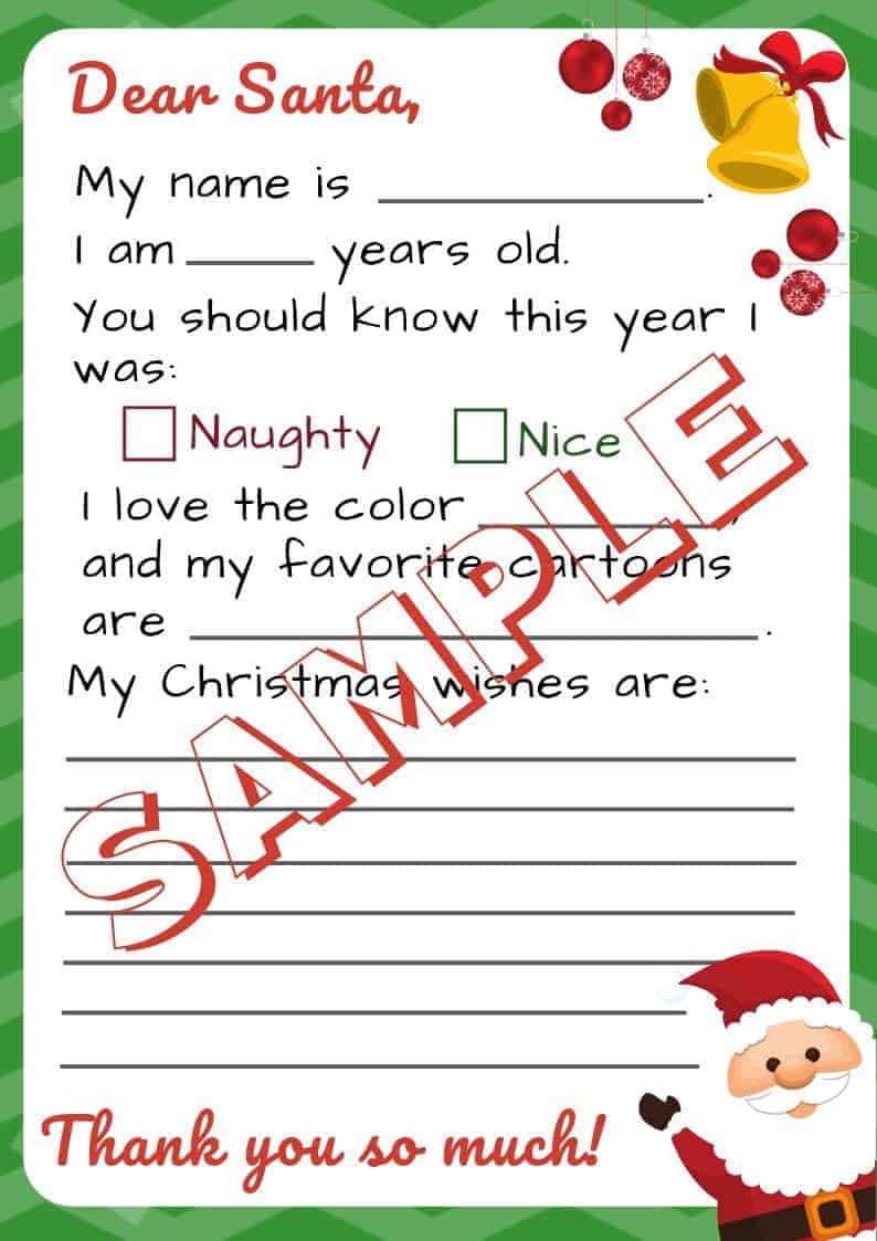 5 Letter to Santa Template Printables (Downloadable PDF)