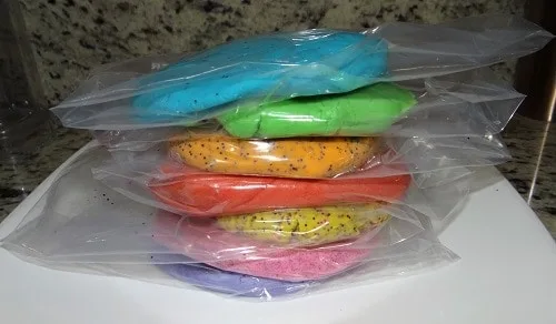 Homemade playdough storage bags