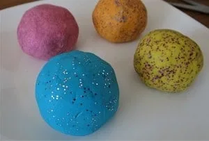 Homemade playdough with glitter