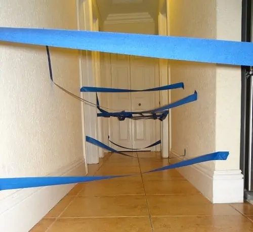 Hallway tape maze for kids at home