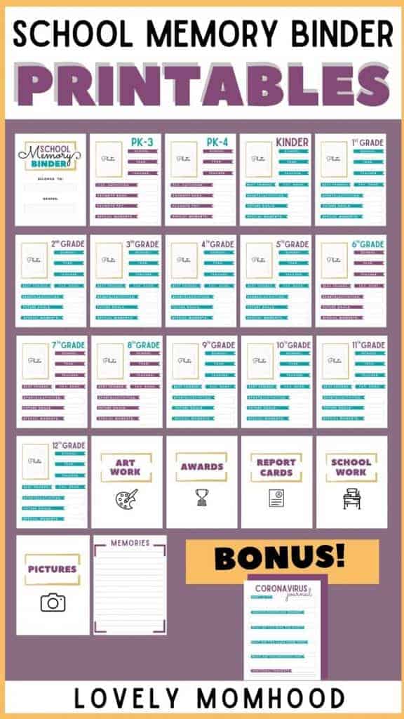 How to Keep School Papers Organized School Memory Binder Printables