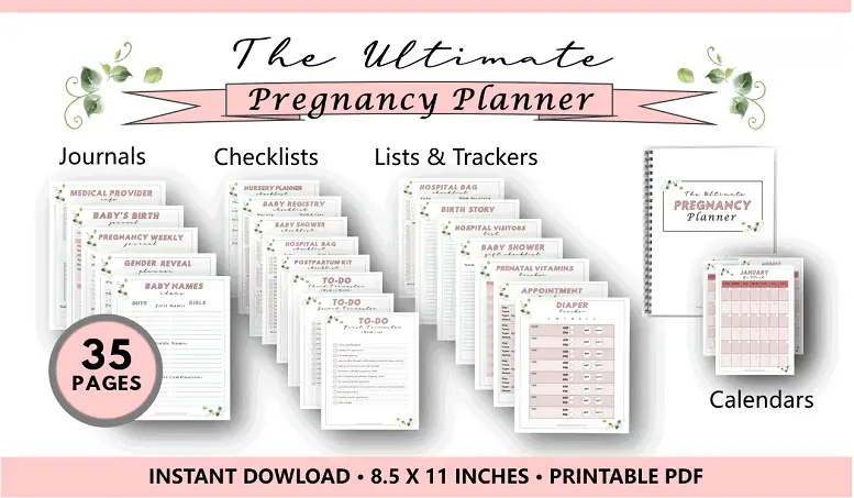 Pregnancy Planner Printable Bundle PDF