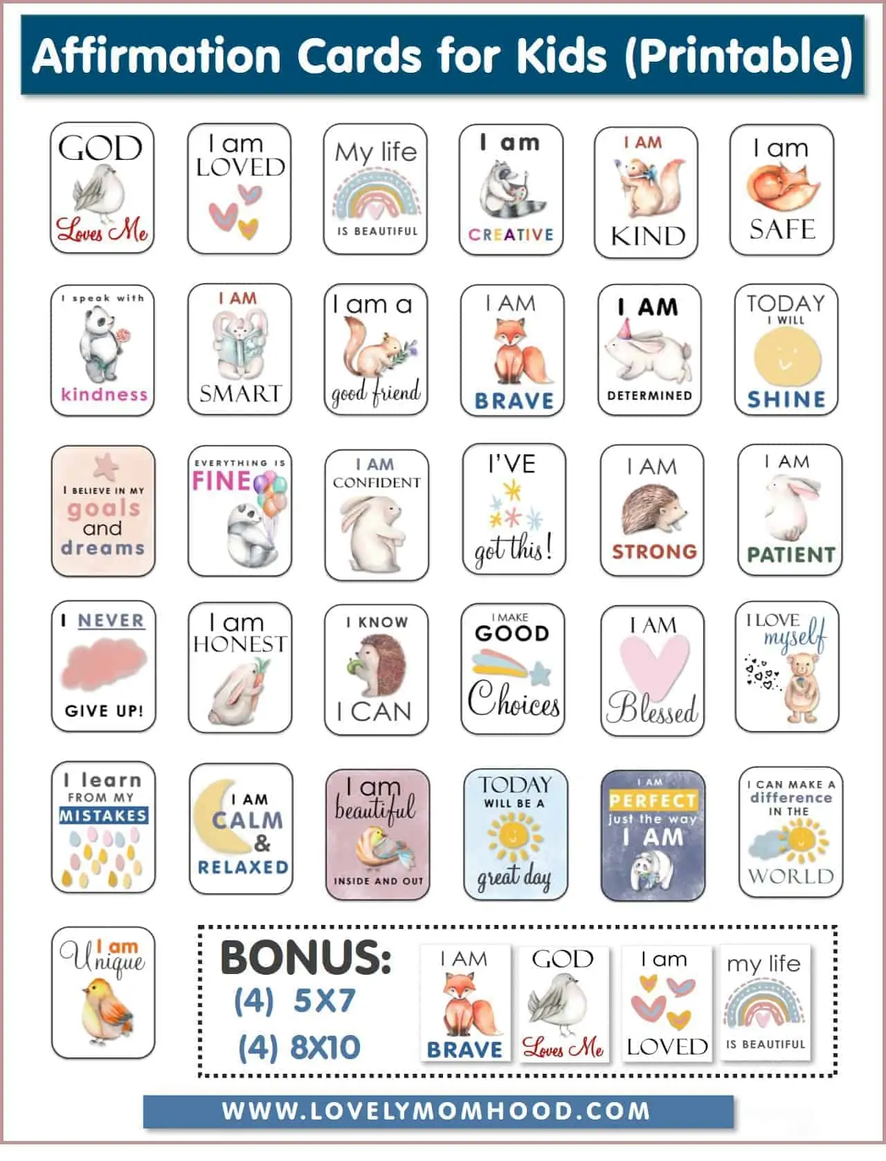 affirmation cards for kids (printable)