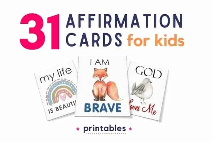 Affirmation cards for kids, kids printanbles