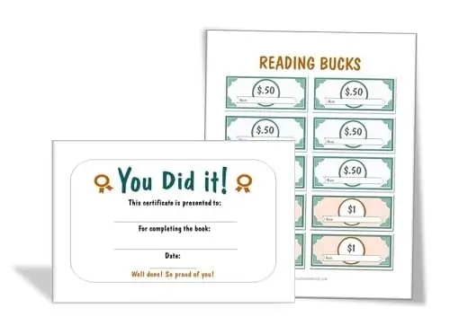 Book Certificate and Reading Bucks