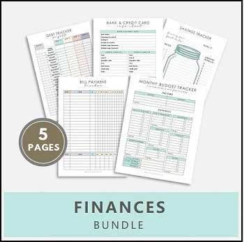 budget tracker, income and expenses printables