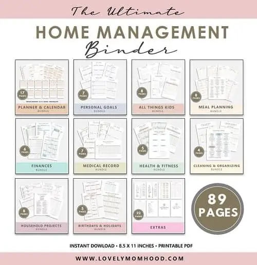 Home Management Binder Printables, category images