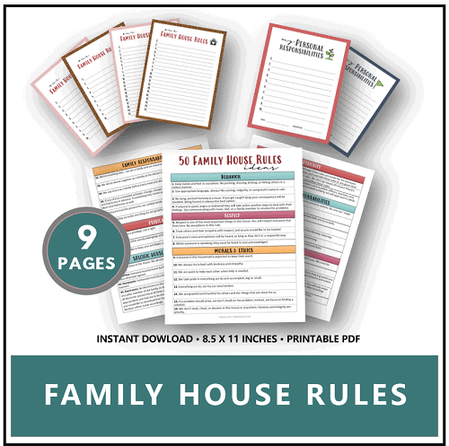 family house rules mom printables