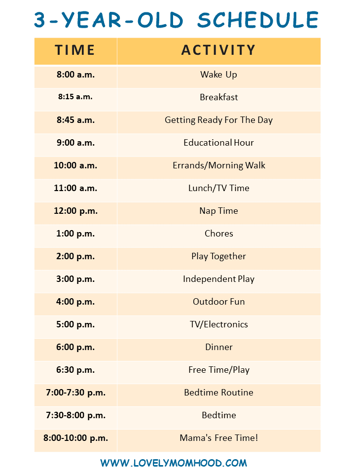 Daily Routine Schedule For 3 Year Old