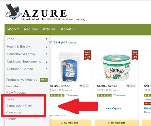 Azure Items in Sale Clearance and Azure Cash