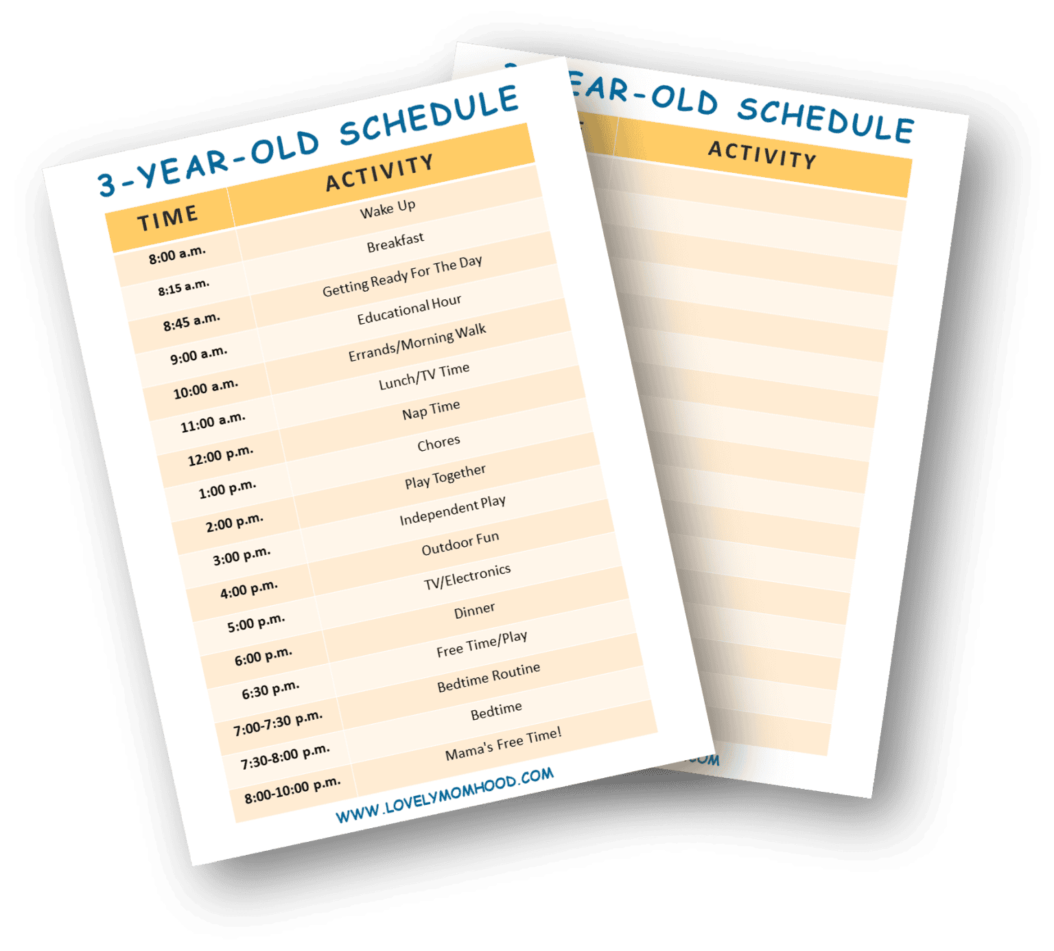 A Realistic Daily Schedule for 3-Year-Olds (Printable Charts)